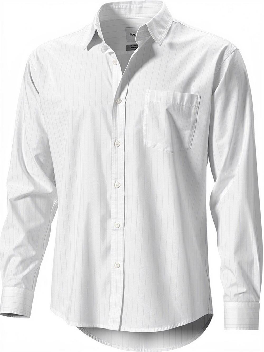 Goodfellow & Co Men’s Button-Down Shirt White Pinstripe Long Sleeve Size L